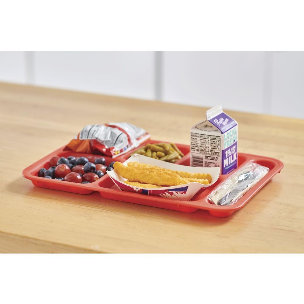 Red Six-Compartment Cafeteria Tray by HUBERT – Red, Model 97007