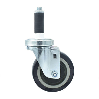 BK Resources 4" Polyurethane 1" Expanding Stem Swivel Caster for Work Tables – 4", Silver, Model 4SBR-1RA-PLY