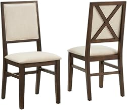 Furnifact Black Upholstered Dining Chair Set, 2 Piece, Comfortable Back Support, Modern Style, Durable Fabric, Suitable for Kitchen or Dining Room