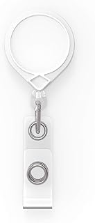 KEY-BAK MINI-BAK Retractable Badge Holder with 36" Nylon Cord, Swivel Bulldog Clip, Whit