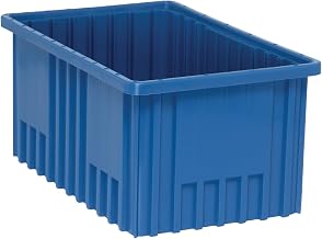 QUANTUM STORAGE SYSTEMS DG92080BL Dividable Grid Storage Container, Heavy-Duty Stackable Plastic Parts Bin for Warehouse, Assembly & Industrial Organization, 16-1/2" x 10-7/8" x 8", Blue, 8-Pack