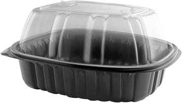Anchor Packaging Nature's Best Roaster with Black Base and Clear Lid, 1 Compartment Combo Pack Microwavable, X-Large | 15...