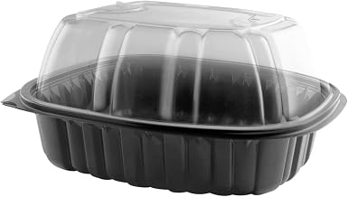 Nature's Best Roaster with Black Base and Clear Lid, 1 Compartment Combo Pack Microwavable, X-Large | 150/Case