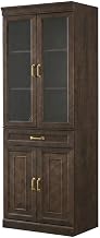 Furnifact Brown Glass Door Pantry Cabinet, Durable Construction, Anti-Tip, Secure Storage, Sleek Design, Kitchen Organization, Spacious, Easy Access