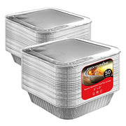 Stock Your Home 50 Pack / Silver / Pans W/Lids. Disposable Cookware