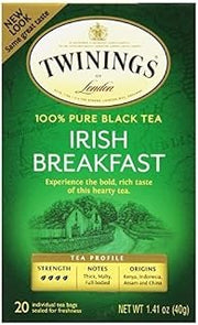 Twinings Irish Breakfast Tea, Tea Bags, 20-Count Boxes (Pack of 6) ( Value Bulk Multi-pack)