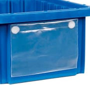 Quantum LBL5X8 Identification Label Holder for Warehouse Dividable Container Commercial Wire Shelving Basket | Fits DG91025, DG91035, DG92035 and DG93030 | 8"W x 5"H, Clear, Polyethylene (Pack of 6)