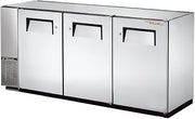 True TBB24GAL-72-S Space Saving Back Bar Cooler - 71-7/8"W, 3 Solid Swing Doors, Galvanized Steel