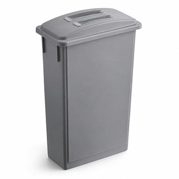 Glownary Slim Trash Can with Lid – 23 Gallon, Gray, Heavy Duty Plastic, 20W x 11D x 33H inches