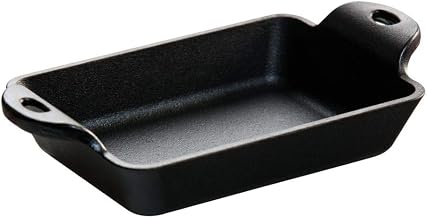 Lodge HMSRC Heat Enhanced and Seasoned Cast Iron Rectangular Mini Server, 10-Ounce, Black