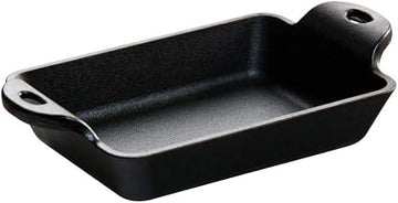 Lodge HMSRC Heat Enhanced and Seasoned Cast Iron Rectangular Mini Server, 10-Ounce, Black