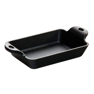 Heat Enhanced and Seasoned Cast Iron Rectangular Mini Server by Lodge – 10 ounce, Cast Iron, Black, Model HMSRC