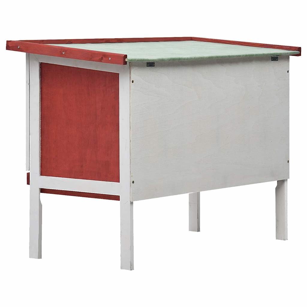 Outdoor Rabbit Hutch 1 Layer in Red Wood by vidaXL – Fir, Green,Red,White,Wood, Model 170830