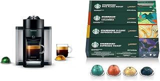 Nespresso Vertuo Coffee and Espresso Maker by De'Longhi, Piano Black + Starbucks Capsules