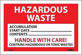 National Marker HW20 PS Paper Hazardous Waste- Handle with Care Label, 4" Height, 6" Length, Red/Black/White
