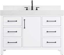 Elegant Kitchen and Bath 48" Single Bathroom Vanity in White with Backsplash