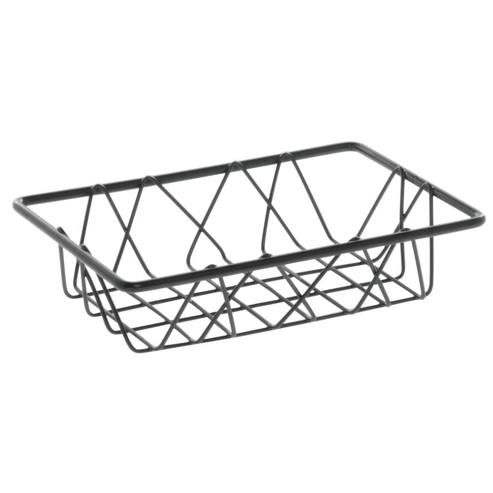 Wire Display Basket Pastry Tray Bakery Basket Rectangular Nickel Powder-Coated Steel - 9"L x 6"W x 2"H by HUBERT – Alloy Steel, Nickel