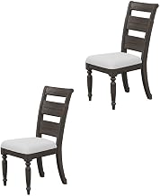 Solid Wood Ladder-Back Side Chairs Set of by Furnifact – Wood, Chocolate Brown, Pack of 2