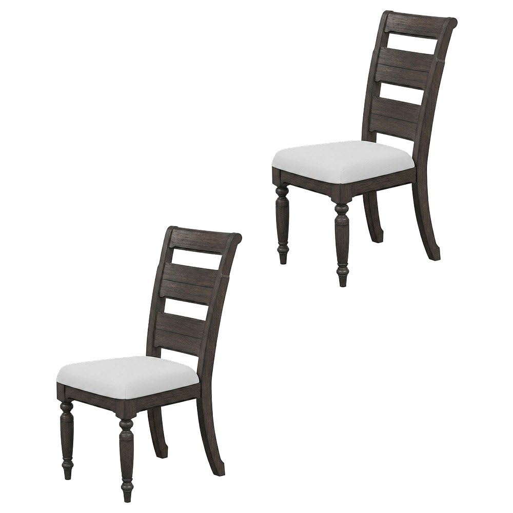 Solid Wood Ladder-Back Side Chairs Set of by Furnifact – Wood, Chocolate Brown, Pack of 2