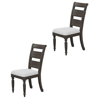 Solid Wood Ladder-Back Side Chairs Set of by Furnifact – Wood, Chocolate Brown, Pack of 2