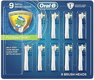 Genuine Original Oral-B Braun Floss Action Replacement Rechargeable Toothbrush Heads Refill (9 Count)