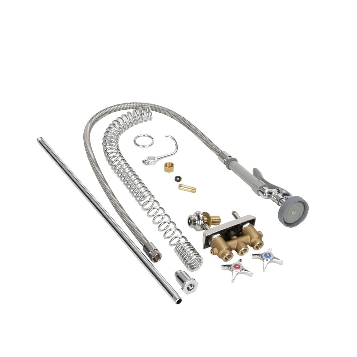 Pre-Rinse Spring Action Mixing Faucet Base by T&S Brass – not_applicable, Brass, Polished Chrome, Model B-0143