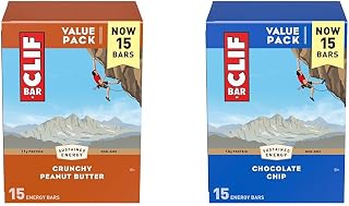 CLIF Bar Crunchy Peanut Butter + Chocolate Chip - Made with Organic Oats - 11g Protein - Non-GMO - Plant Based - Energy Bars - 2.4 oz. (30 Count)