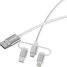 Verbatim Essentials [1 m] 3-in-1 USB-A to USB-C Micro & Lightning Cable 18 W, QC 3.0 Charging Cable, Data Cable for iPhone 17 16 Samsung Galaxy S25 Google Pixel 9, iPad, MacBook Air, Fast Charging