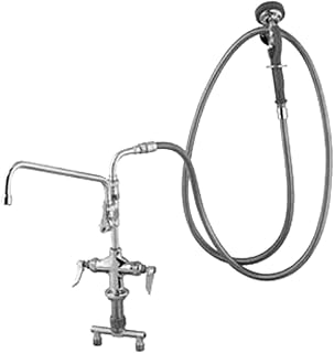 T&S Brass B-0176 Spray Assembly Single Hole Base with 4-Inch Spreader and 12-Inch Add-On Faucet Angled Spray Valve