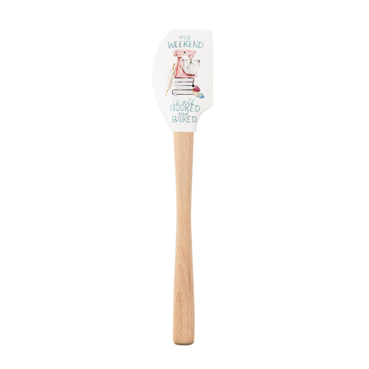 Spatulart ‘Booked & Baked’ Silicone Spatula with Wood Handle by Tovolo – 12.6 inches, Beech, Booked & Baked, Model 1000597