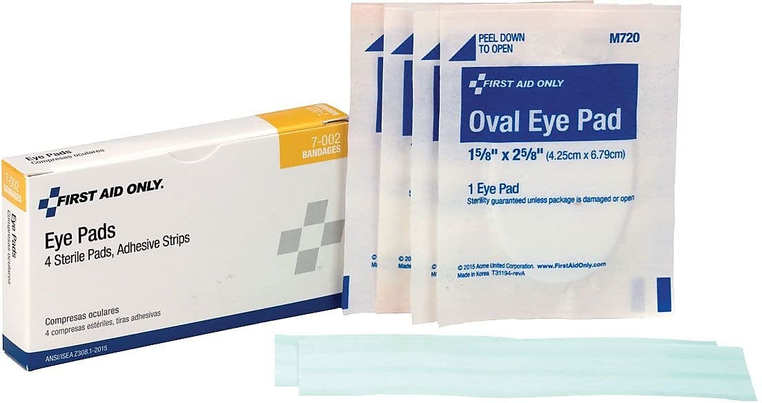 Sterile Eye Pads by First Aid Only – 2.4 Inch by 2.4 Inch, Cotton, White, Pack of 4, Model 7-002