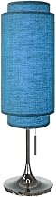 Lollipop Table Lamp - Black Nickel, Sky Blue Linen Double Shade, On/Off Pull Chain