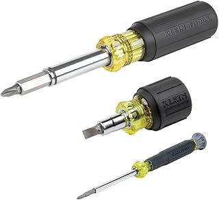 KLEIN TOOLS 80045 Screwdriver and Nut Driver Tool Kit, Includes Magnetic 11 in 1, Multi-Bit Stubby and Electronics Screwdrivers, 3-Piece