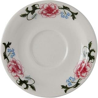 Tuxton Western Rose Eggshell Western Rose Narrow Rim 5-1/2-Inch Saucer, Case of 36, White/Green/Pink/Blue; Scratch Resistant; Chip Resistant; Lead & Cadmium Free; Dishwasher, Microwave, Oven Safe