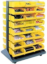 Global Industrial Double-Sided Mobile Rack with (48) Yellow Bins, 36x25-1/2x55