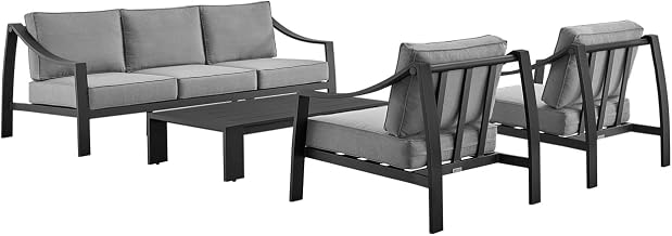 Armen Living Koda Aluminum Outdoor Chair in Black and Dark Gray