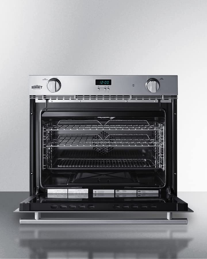 27" Wide Gas Wall Oven by Summit Appliance – 3 cubic feet, 3.0 cubic_feet, Stainless Steel, Silver, Model SGWOGD27
