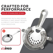 Winco 1 / Stainless Steel / Round, Wire Mesh, Reinforced Rim Bar Strainers