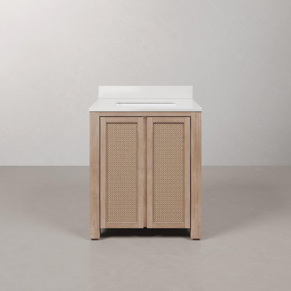 Belmont 30 in. Single Sink Pre-Assembled Transitional Style Bathroom Vanity by Water Creation – 30" Width, Wood, Toffee Latte