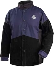 Black Stallion JH1016-NB BSX FR Cotton & Cowhide Hybrid Welding Jacket, Navy & Black, 2X-Large