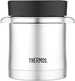 Thermos Food Jar with Microwavable Container, 12-Ounce, Stainless Steel