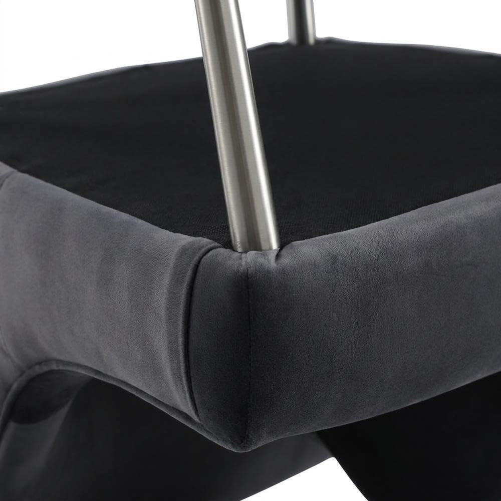 Velvet-Upholstered Side Chair with Silver Legs by Starlight Canyon Home – Velvet, Grey