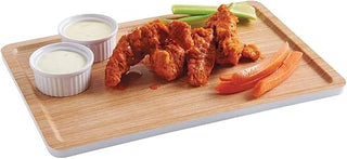 13" Melamine Serving Tray, Natural Wood