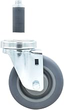 BK Resources 4" Gray Rubber 1" Expanding Stem Swivel Caster for Work Tables, NSF, 250lb Capacity Per Wheel