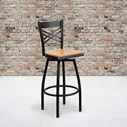 Flash Furniture Natural Wood Seat/Black Metal Frame / 1 Pack / 1 Barstools
