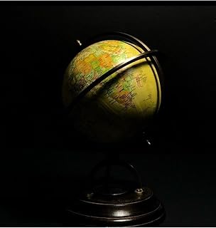 Retro Brass World Globe with Compass - 23CM Collectible Decorative Globe with Wooden Base, Historical Map Display - Gold