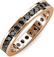 1.15-1.42 ctw Natural Blue, Black, Yellow Diamonds Channel Set Women Stackable Eternity Band 10K 14K 18K Gold