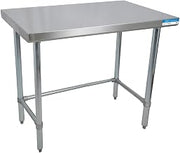 BK Resources VTTOB-7230 18 Gauge Stainless Steel Flat Top Table with Open Base and Galvanized Legs, 72" x 30", 34.75" Height, 30" Width, 72" Length