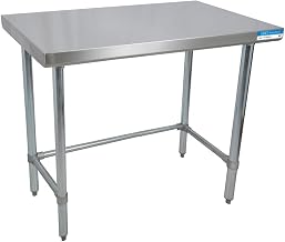 BK Resources NSF Stainless Steel Table, 60"x30", Commercial Restaurant Work/Prep Table, 18 ga T-304 Stainless Steel Top, Open Base, and Adjustable Feet, Reinforced with Channels