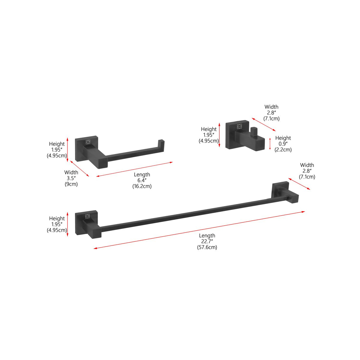 Isla 3-Pc Stainless Steel Hardware Set in Black by Elegant Kitchen and Bath – Stainless Steel, Black, Model HWB-12S3HMBK